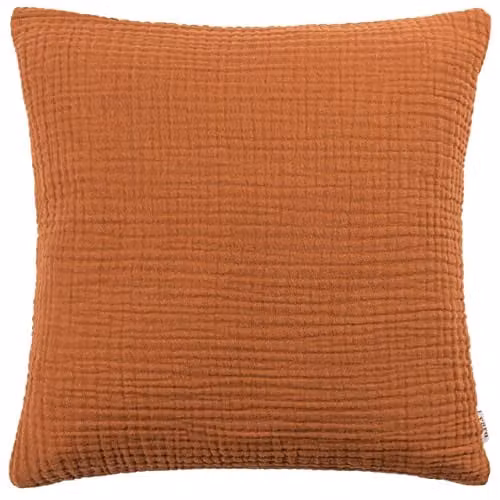 Riva Home Square Cotton Cushion with Polyester Filling, Brown/Orange, W/D/H: 45 x 45 x 45 cm