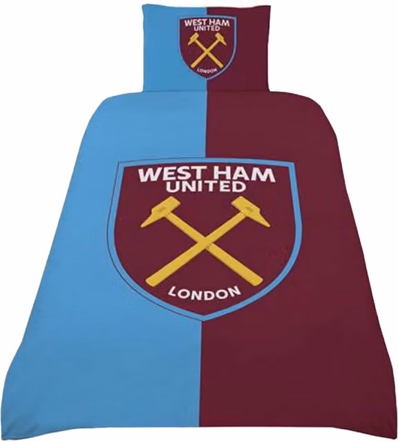 West Ham United FC Reversible Duvet Cover and Pillowcase Set in Claret and Sky Blue
