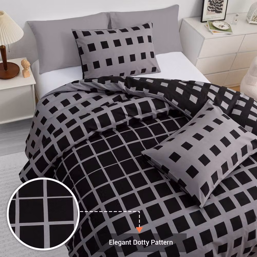Pamposh Grey Reversible Microfibre Duvet Cover Set, W/D/H: 200 x 200 cm – 5