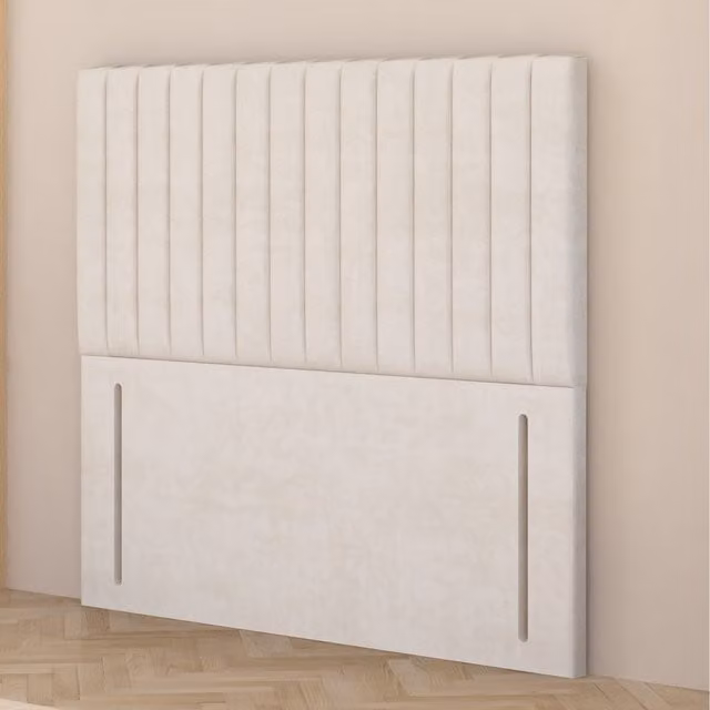 Somnior Beds Ltd Verona Velvet Upholstered Floor Standing Headboard in Ivory, Double