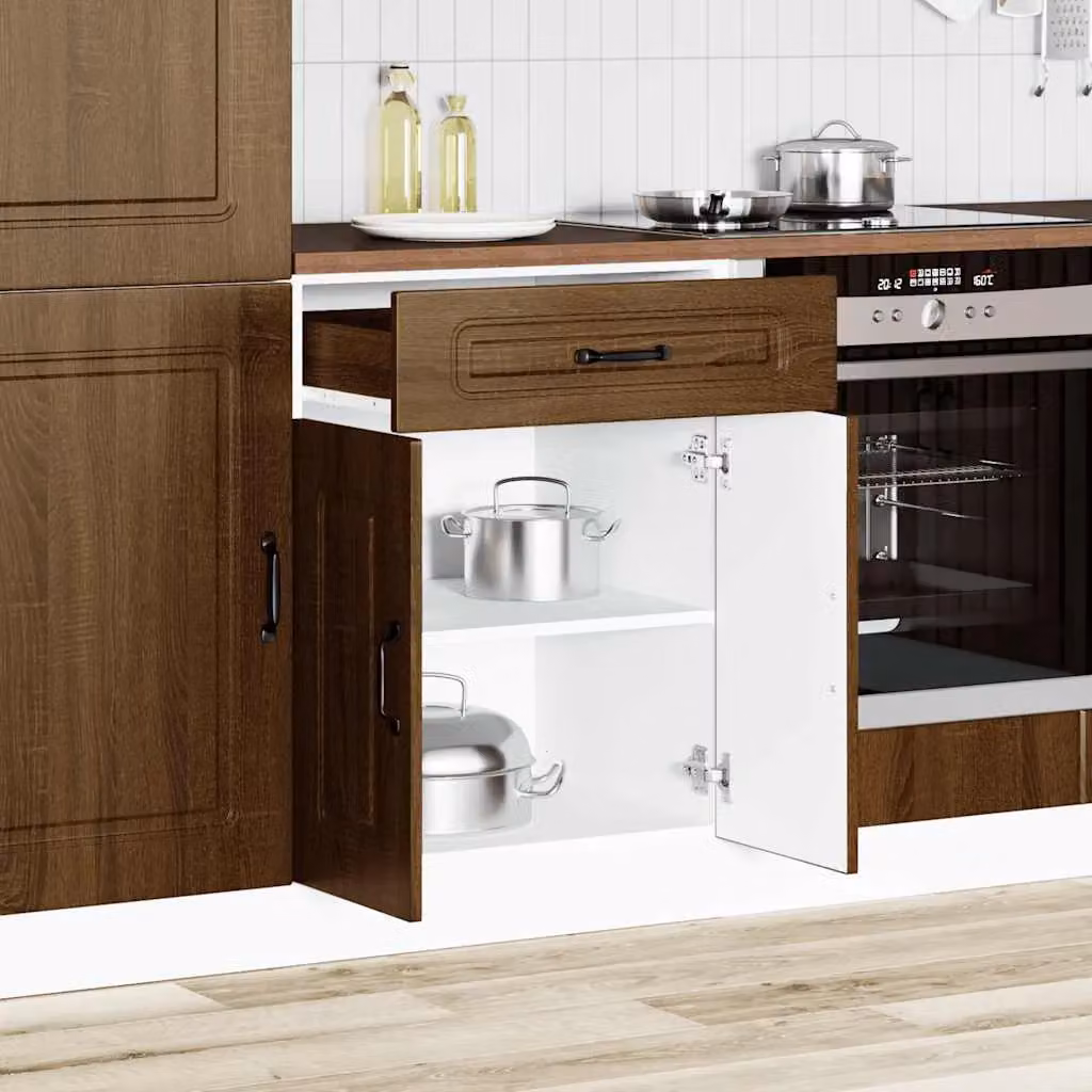 Berkfield Home Kalmar Kitchen Base Cabinet in Brown Oak Engineered Wood – 2