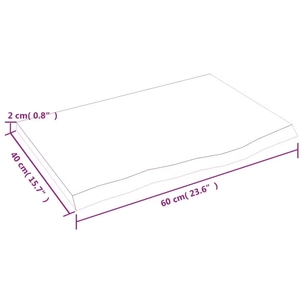 Berkfield Home Table Top in Dark Grey Treated Solid Oak, W: 60 cm, D: 40 cm, H: 2 cm – 4