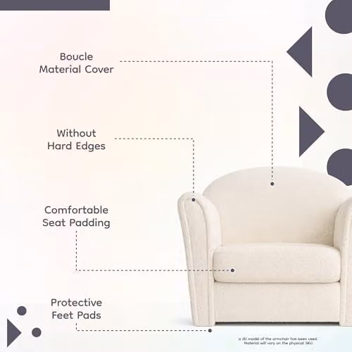 Kidsaw Kids Armchair Toddler Chair with Wood Frame and Thick Padding in Lamb Off White, W/D/H: 45 x 53 x 37 cm – 2