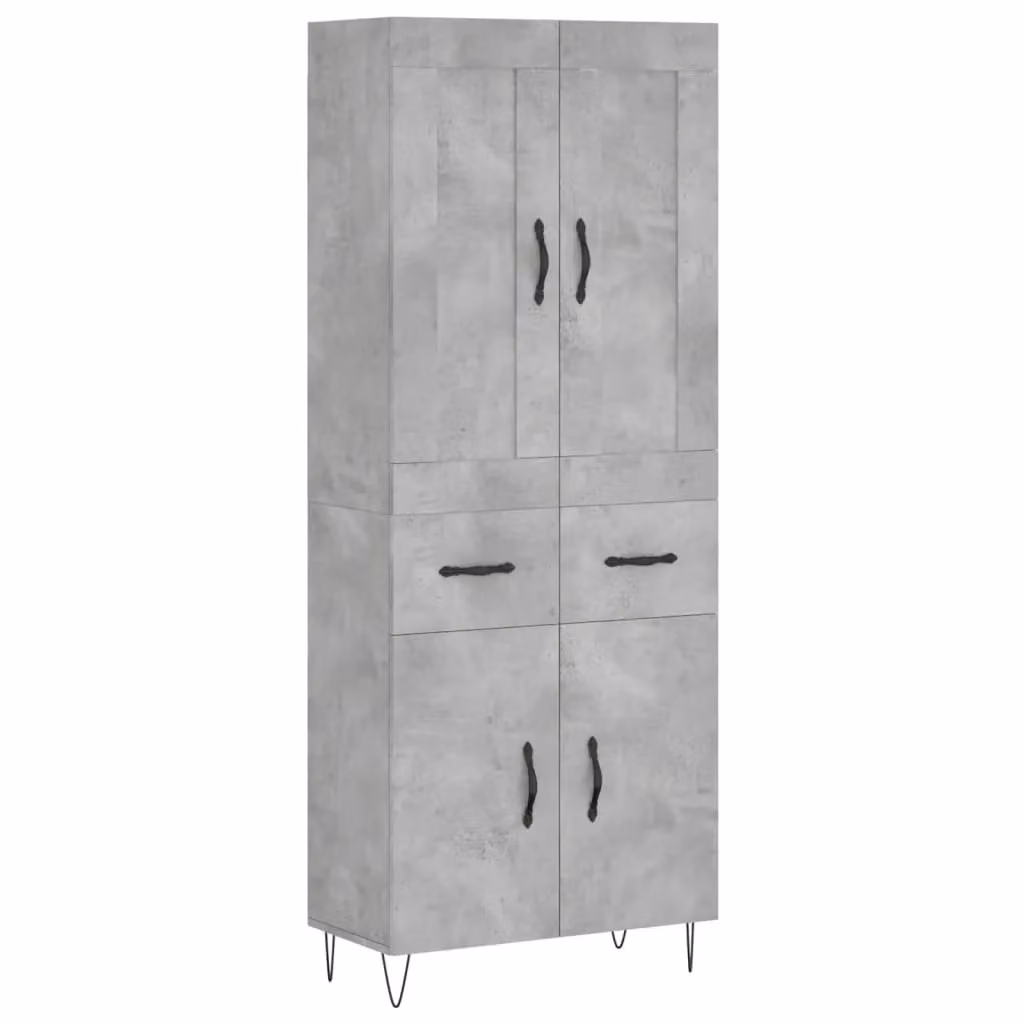Berkfield Home Highboard in Concrete Grey, W/D/H: 69.5 x 34 x 180 cm – 2