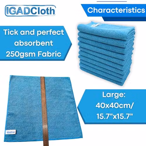 IGAD Blue Microfibre Cleaning Cloths Set, 11 Pack, W/D/H: 40 x 40 x 40 cm – 3