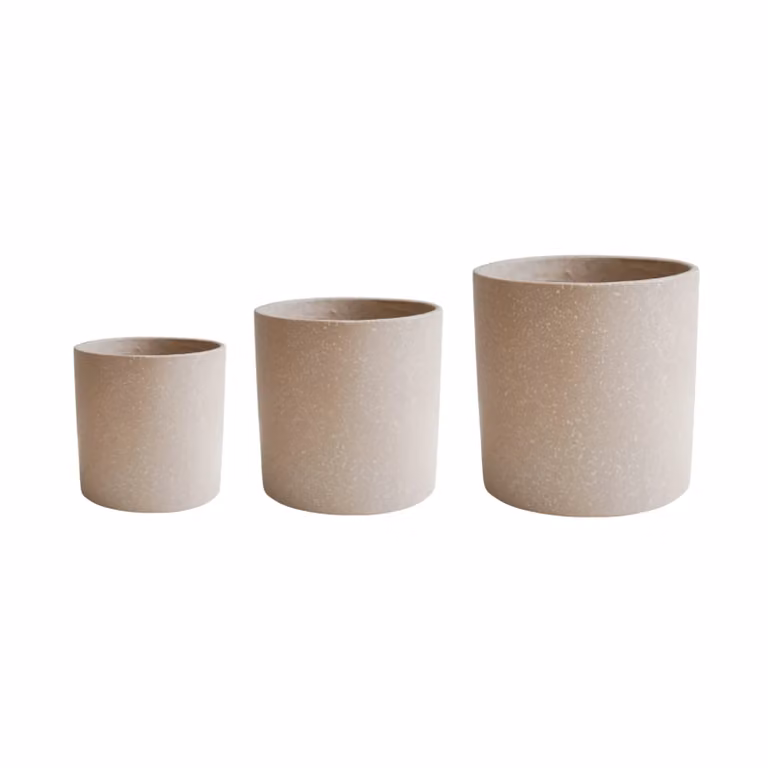 Ivyline Valetta Caramel Terrazzo Planter Set of 3 in Brown Ceramic
