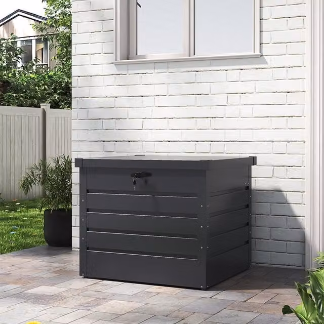 Lifeideas Lockable Metal Outdoor Storage Box in Matt Anthracite, W/D/H: 72 x 62 x 63 cm