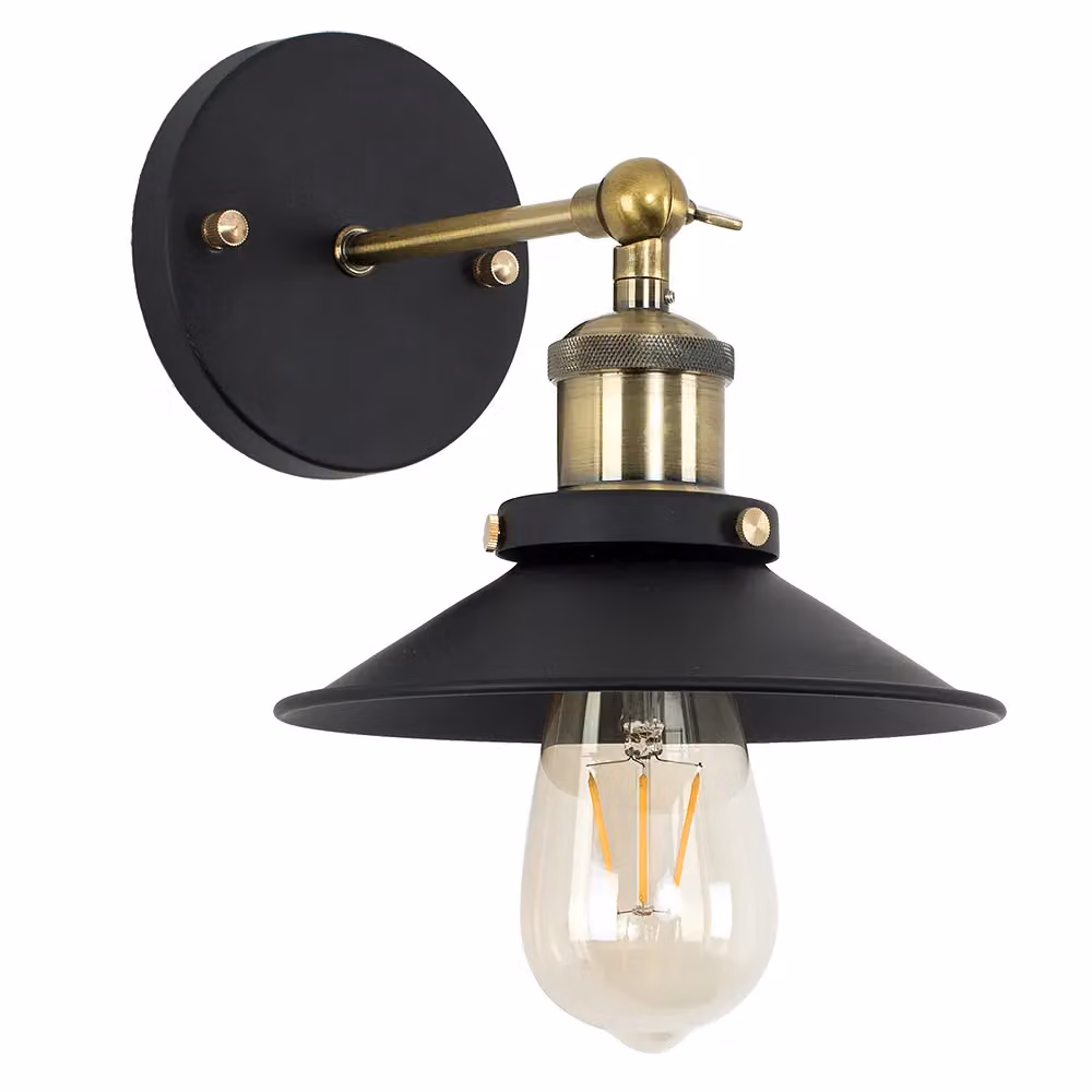 ValueLights Colonial Industrial Gold and Black Metal Indoor Wall Lantern – 2