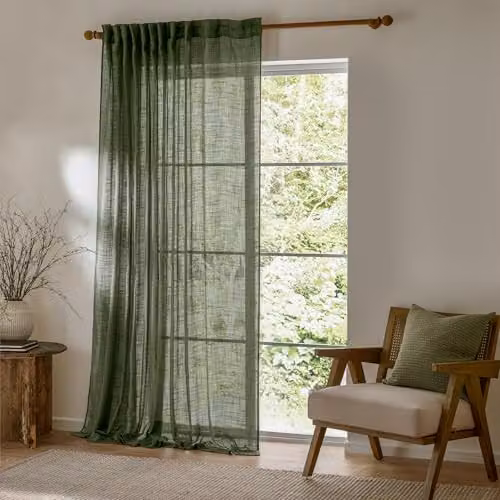 Yard Cirrus Woven Sheer Curtain Panel, Green, W: 140 cm, H: 250 cm