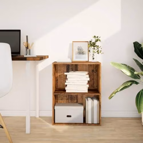 vidaXL Modern Bookcase in Old Wood Brown, Engineered Wood and MDF, W: 60 cm, D: 30 cm, H: 77 cm – 2
