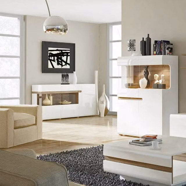 Jonas & James Lecce Three Door Sideboard in White Gloss Oak with Integrated Lighting