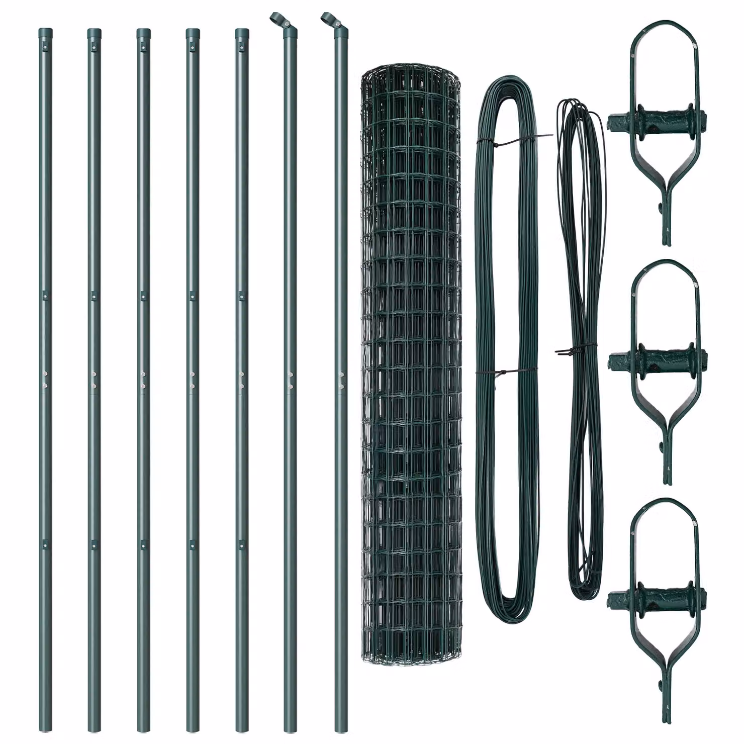 Berkfield Home Euro Fence with 7 Posts, Galvanised Steel, Green and Silver, W: 10 m, H: 1.5 m – 3