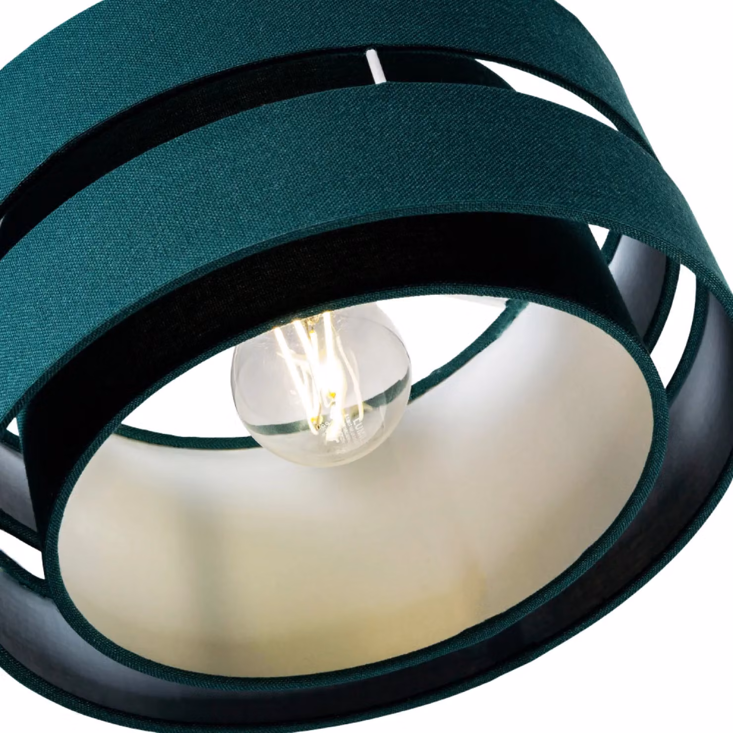 Happy Homewares Contemporary Triple Tier Linen Fabric Ceiling Pendant Light Shade in Dark Green, Diameter: 25.4 cm – 4