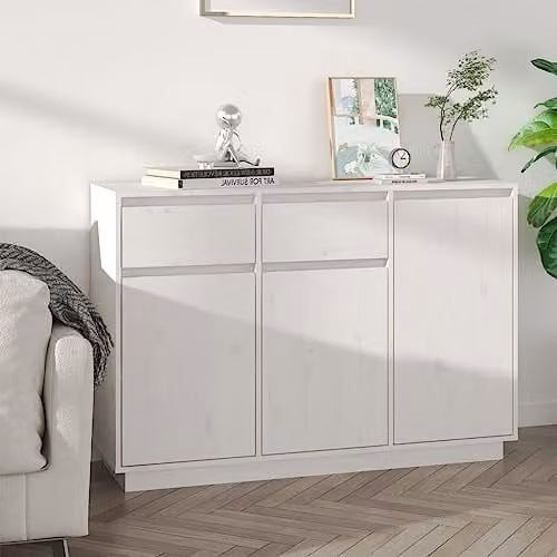 vidaXL Classic White Solid Pine Wood Sideboard – 2