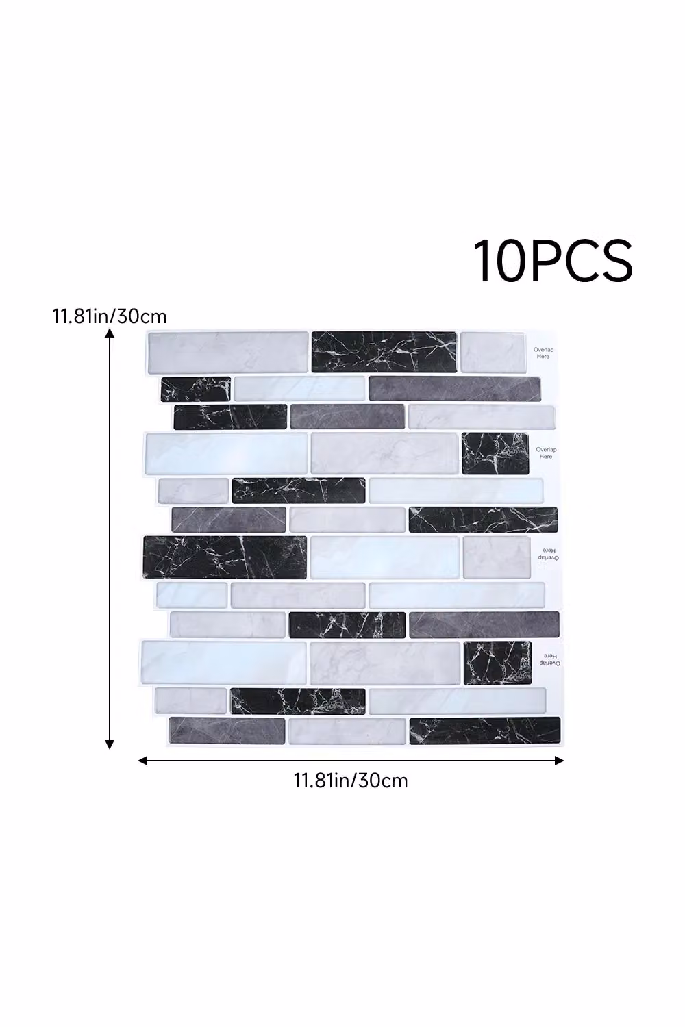 Living and Home 10-Piece Self-Adhesive Wall Tile Stickers in Grey – 3