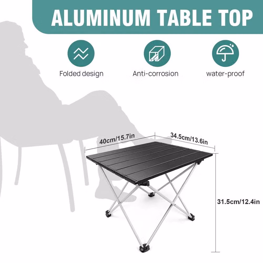 SPETLEK Black Folding Metal Table for Camping and Catering, W/D/H: 100 x 60 x 32 cm – 3