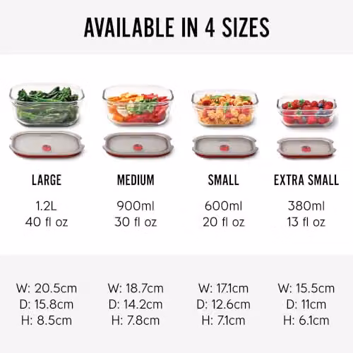 Black + Blum Stack + Nest Airtight Glass Food Storage Container Set, 3 Pack, 600ml, Transparent – 4
