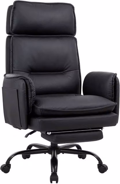FORGEVIO Black Executive Big and Tall Office Chair with Headrest and Armrests