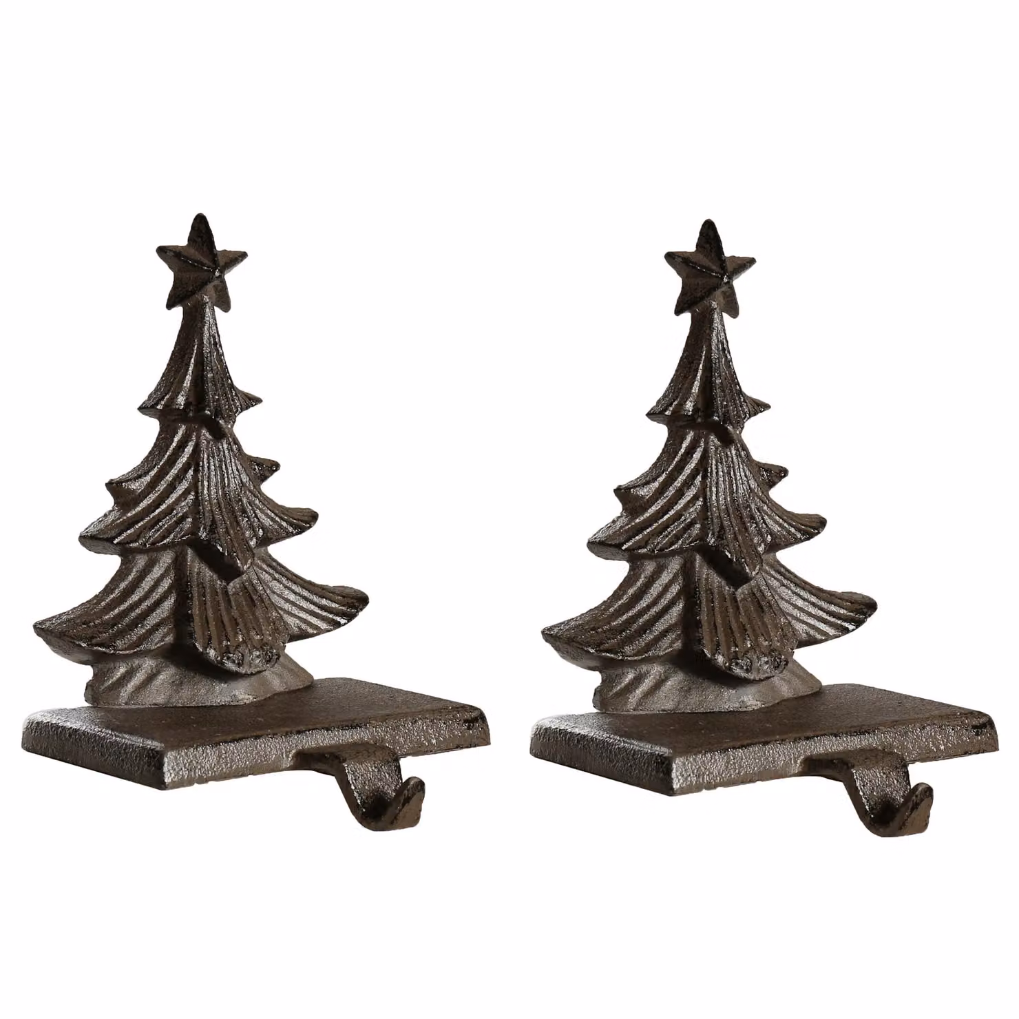 Dibor Set of 2 Brown Metal 3D Christmas Tree Stocking Holders – 2