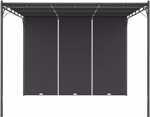 Berkfield Home Garden Gazebo with Side Curtain, Anthracite and Black, W: 300 cm, D: 300 cm, H: 225 cm – 1