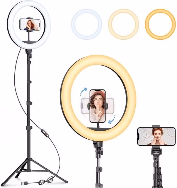 Nordara 10 inch LED Ring Light with Adjustable Stand in Black