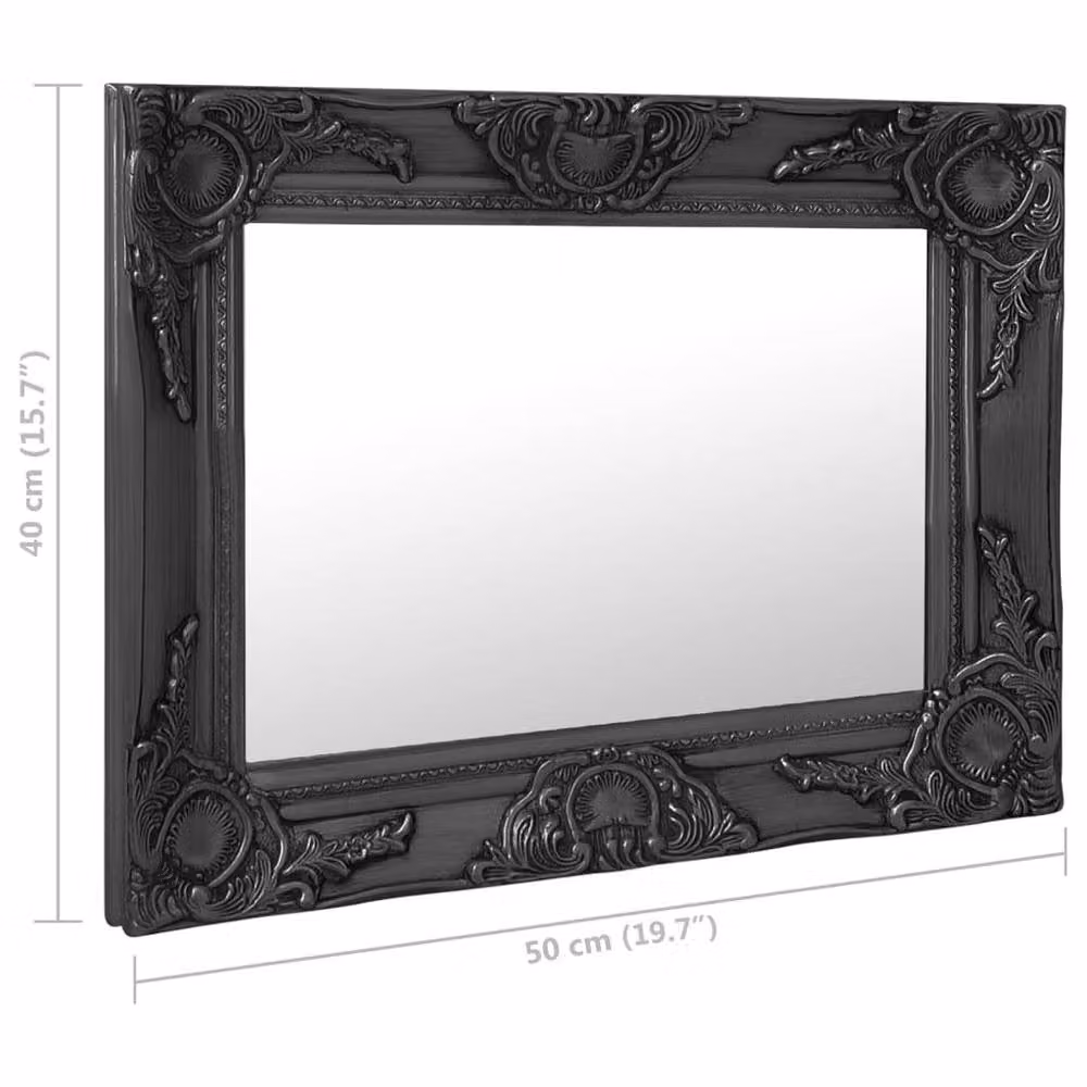 Berkfield Home Baroque Style Wall Mirror, Black, W: 50 cm, H: 40 cm – 3