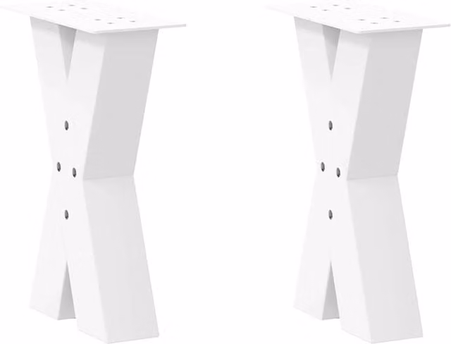 Berkfield Home X-Shaped Coffee Table Legs, 2 Piece Set, White Steel, H: 38-43 cm