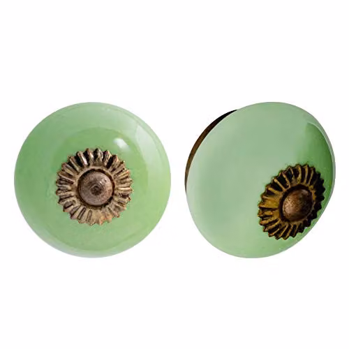 Nicola Spring Polished Green Ceramic Cabinet Knobs, Pack of 6