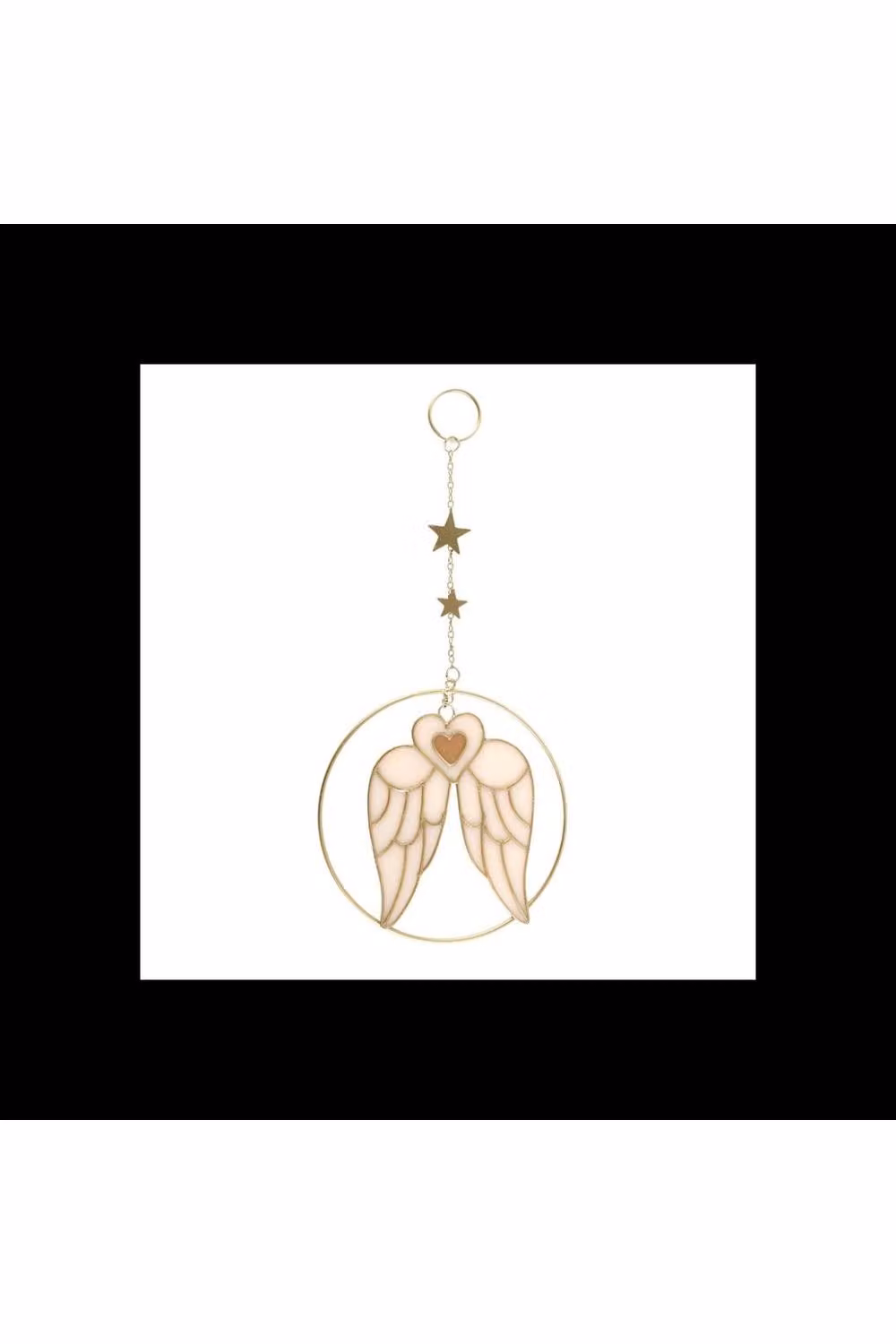 KDMD Angel Wing Hanging Decoration - White and Gold Circular Frame Keepsake Ornament – 2
