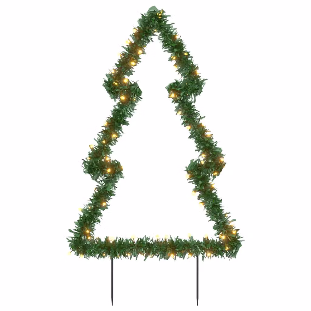Berkfield Home Christmas LED Tree Decoration with Spikes, 80 Warm White LEDs, Green, Height: 60 cm – 2