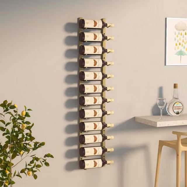 Berkfield Home Wall Mounted Gold Metal Wine Rack for 12 Bottles – 1