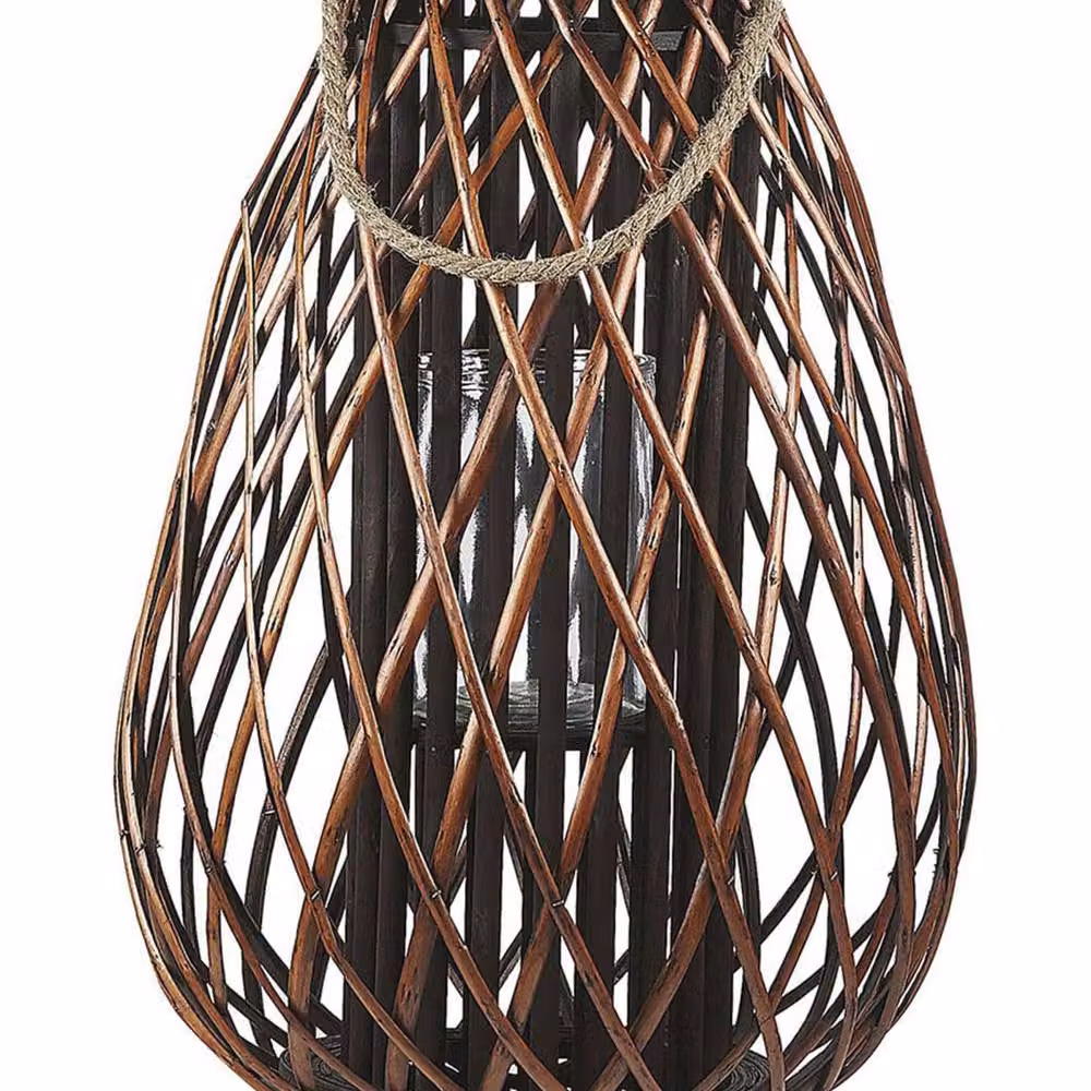Wyld and Coco Willow Lantern in Brown with Rope Handle, Height: 60 cm – 2