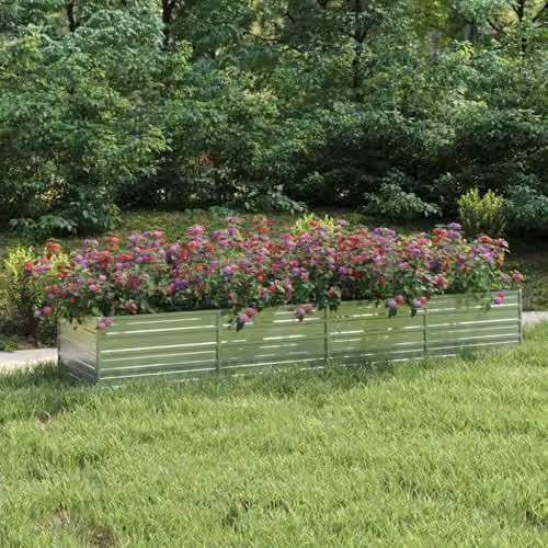 vidaXL Galvanised Steel Garden Raised Bed, Silver, W: 320 cm, D: 80 cm, H: 45 cm – 2