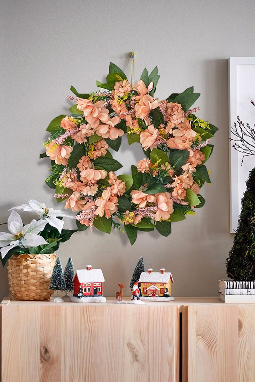 Living and Home Decorative Artificial Floral Wreath in Pink, Green and Purple – 2