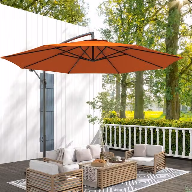 Outsunny Orange Hanging Banana Cantilever Parasol with Polyester Canopy and Steel Frame
