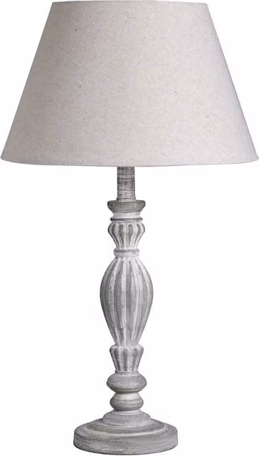 KDMK Aegina Table Lamp in Beige with Wood and Fabric Details