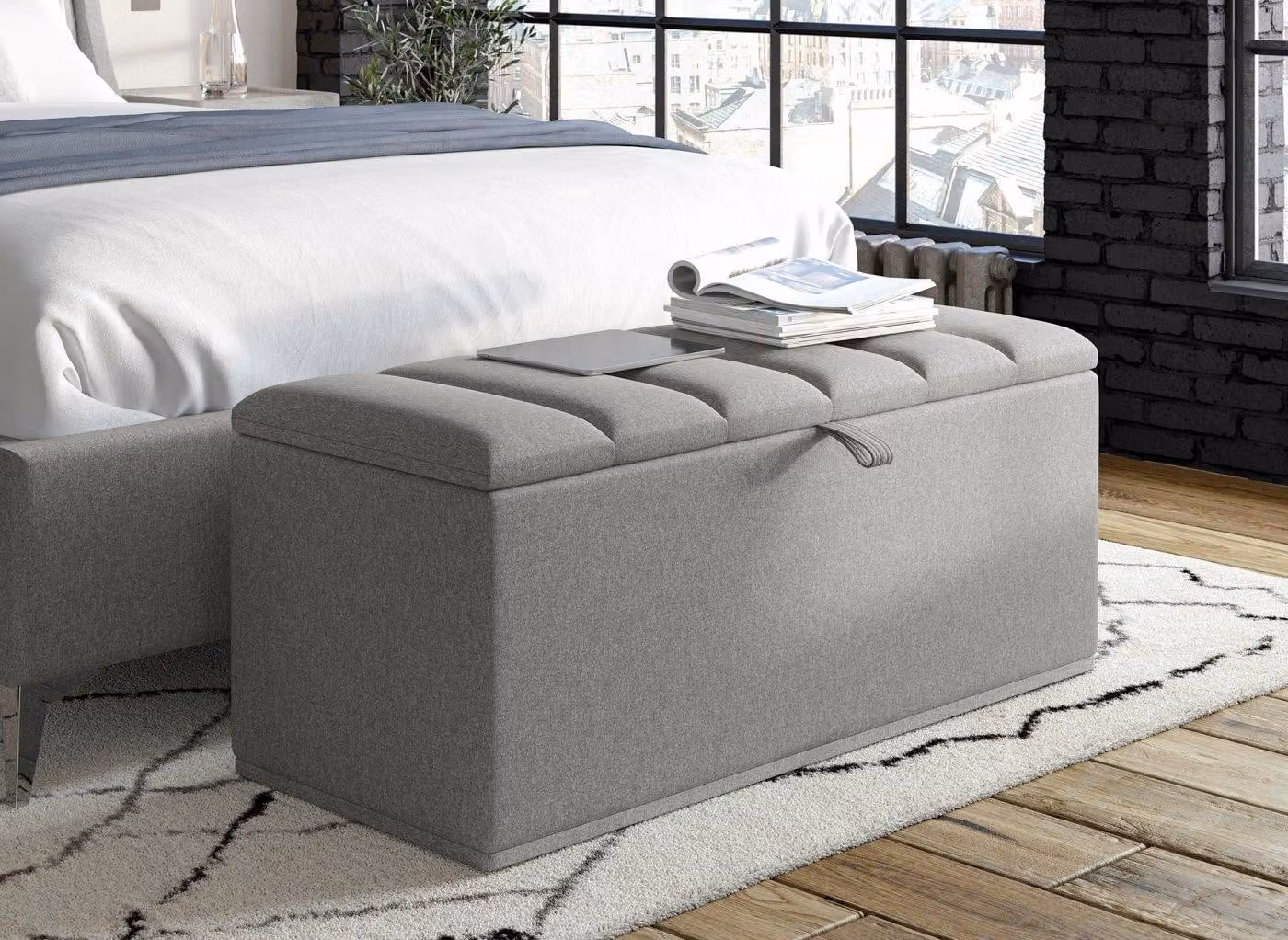 Dreams Enzo Upholstered Blanket Box in Grey