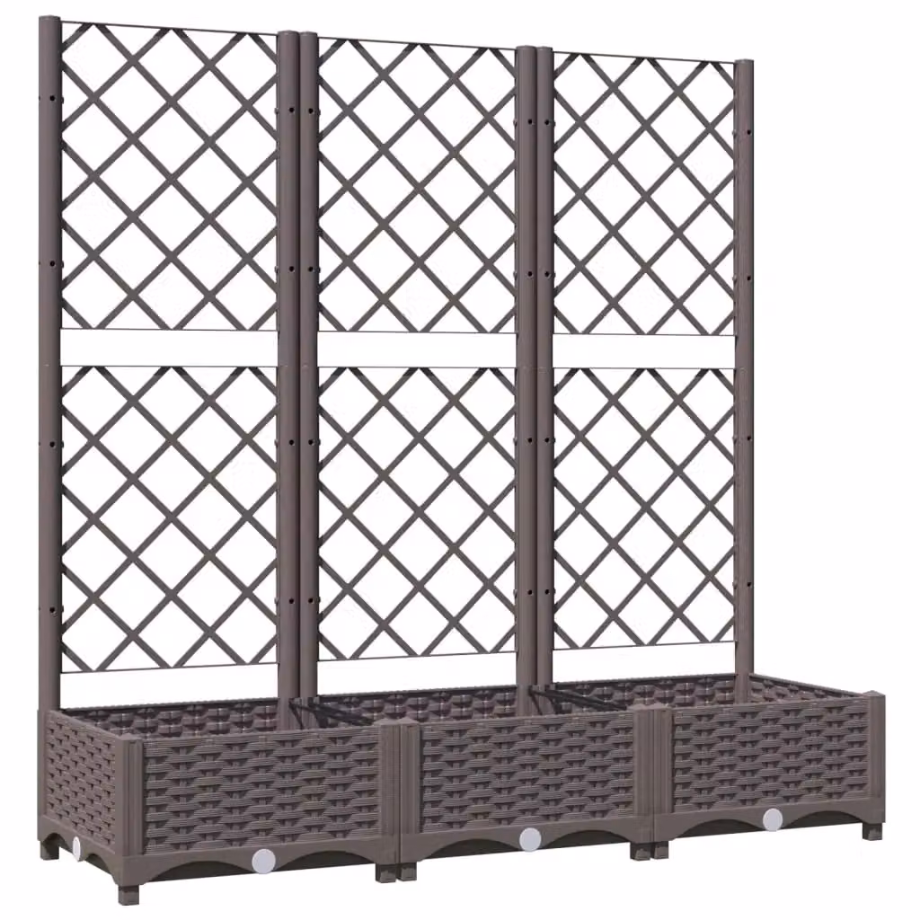 Berkfield Home Garden Planter with Trellis in Brown, W/D/H: 120 x 40 x 121.5 cm – 2