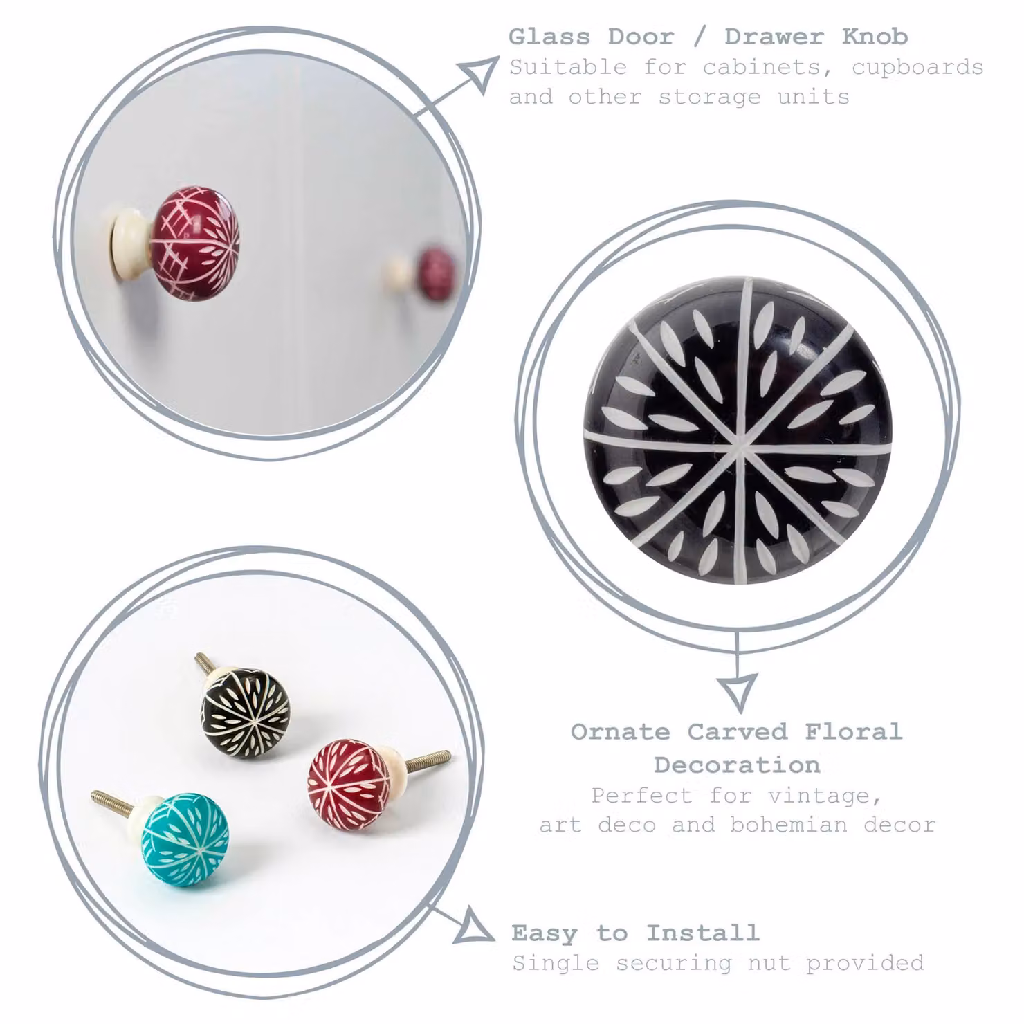 Nicola Spring Polished Red Resin Cabinet Knob – 2