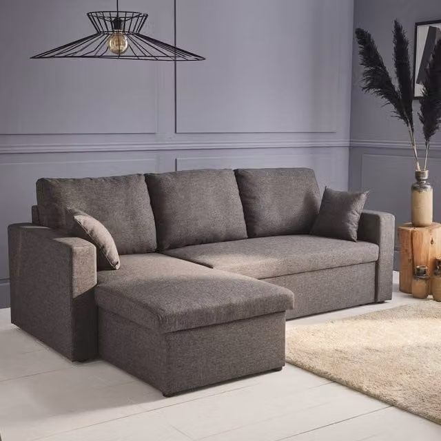 sweeek 3-Seater Reversible Corner Sofa Bed with Storage in Grey, W/D/H: 220 x 132.5 x 83 cm – 1