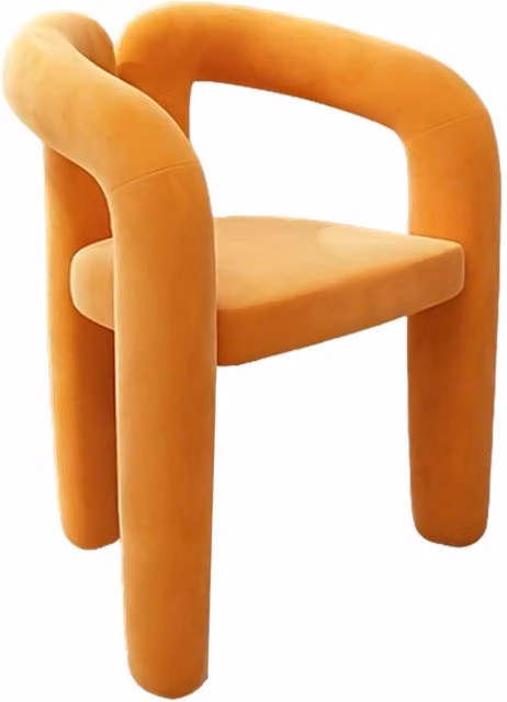 Ventryn Minimalist Upholstered Makeup Stool and Shoe Changing Chair in Orange – 1