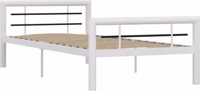 Berkfield Home Classic Metal Bed Frame in White and Black, W/D/H: 100 x 200 cm