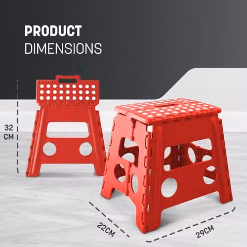 Keplin Heavy Duty Folding Step Stool, Red, W/D/H: 37 x 22 x 22 cm – 7
