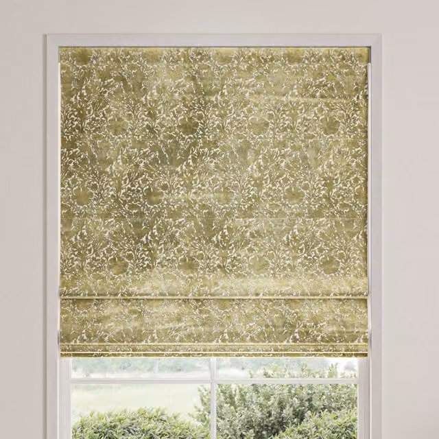 William Morris Compton Silhouette Apple Green Floral Velvet Made To Measure Roman Blind
