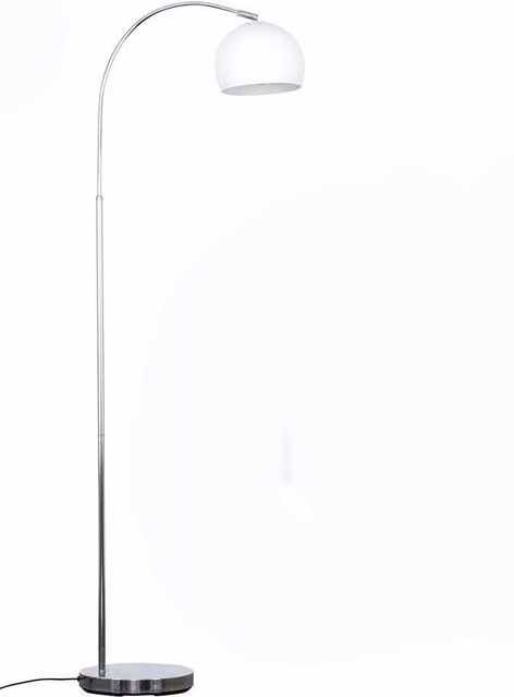 ValueLights Curva Modern Chrome and Silver Floor Lamp with White Dome Shade