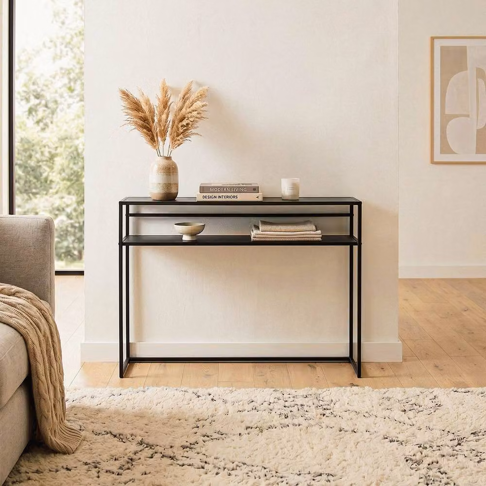 CALICOSY OLLI Black Metal Console Table – 2