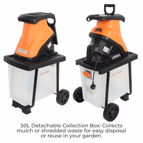 Lazy-Shred Electric Garden Shredder in Orange with 50L Collection Box, 2400W Motor and 45mm Max Cut – 3