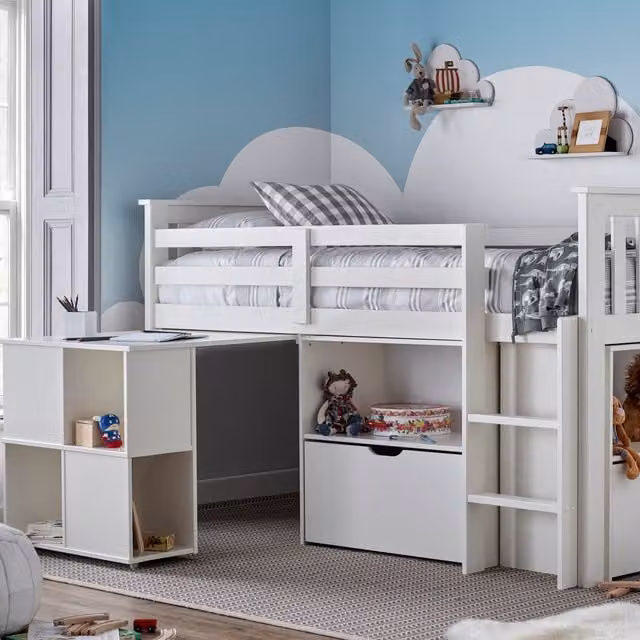 Bedmaster Milo White Sleep Station Kids Bed with Desk and Drawers, White, 90 x 190 cm
