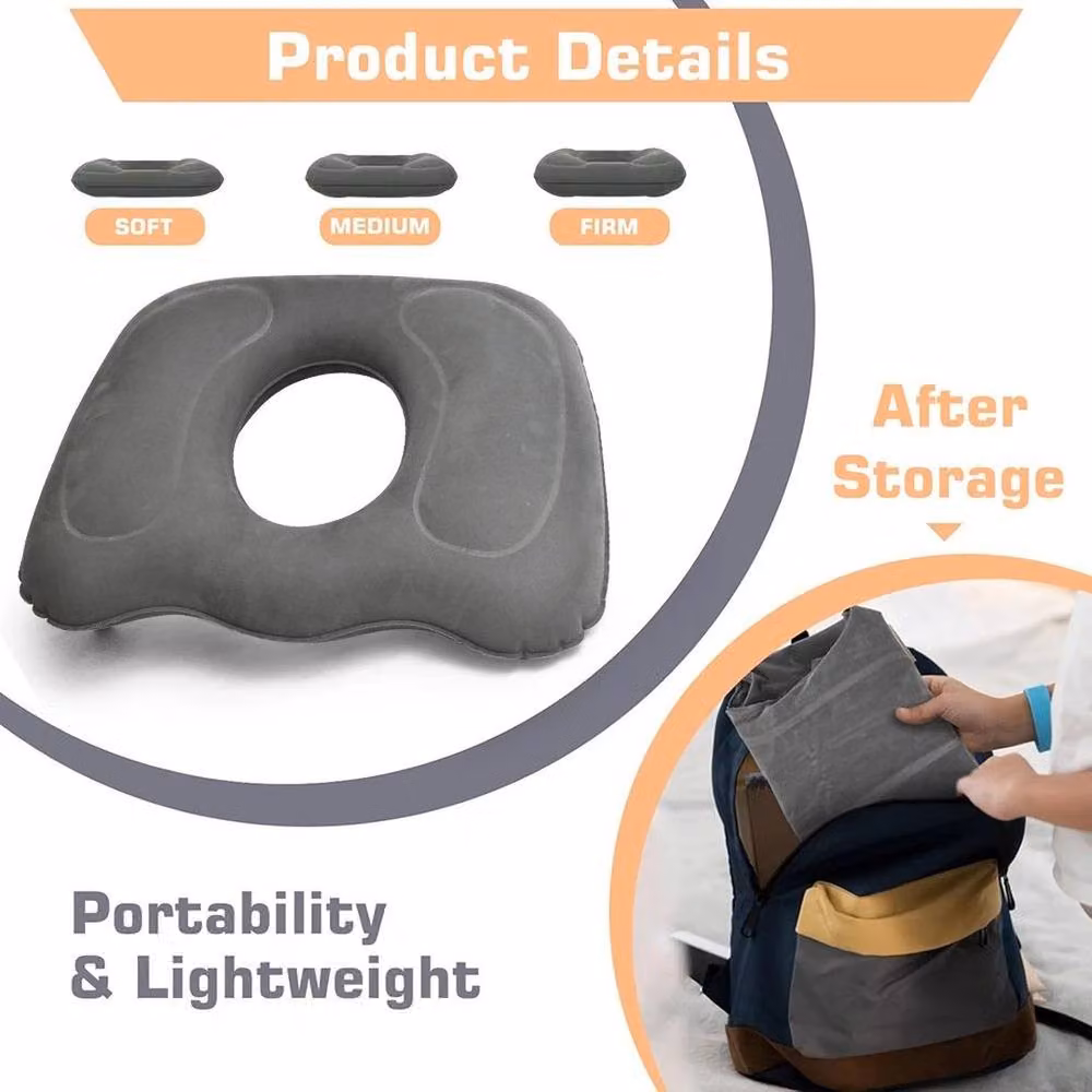 KORVIXA Grey Contoured Round Donut Seat Cushion, W/D/H: 100 x 100 x 190 cm – 3