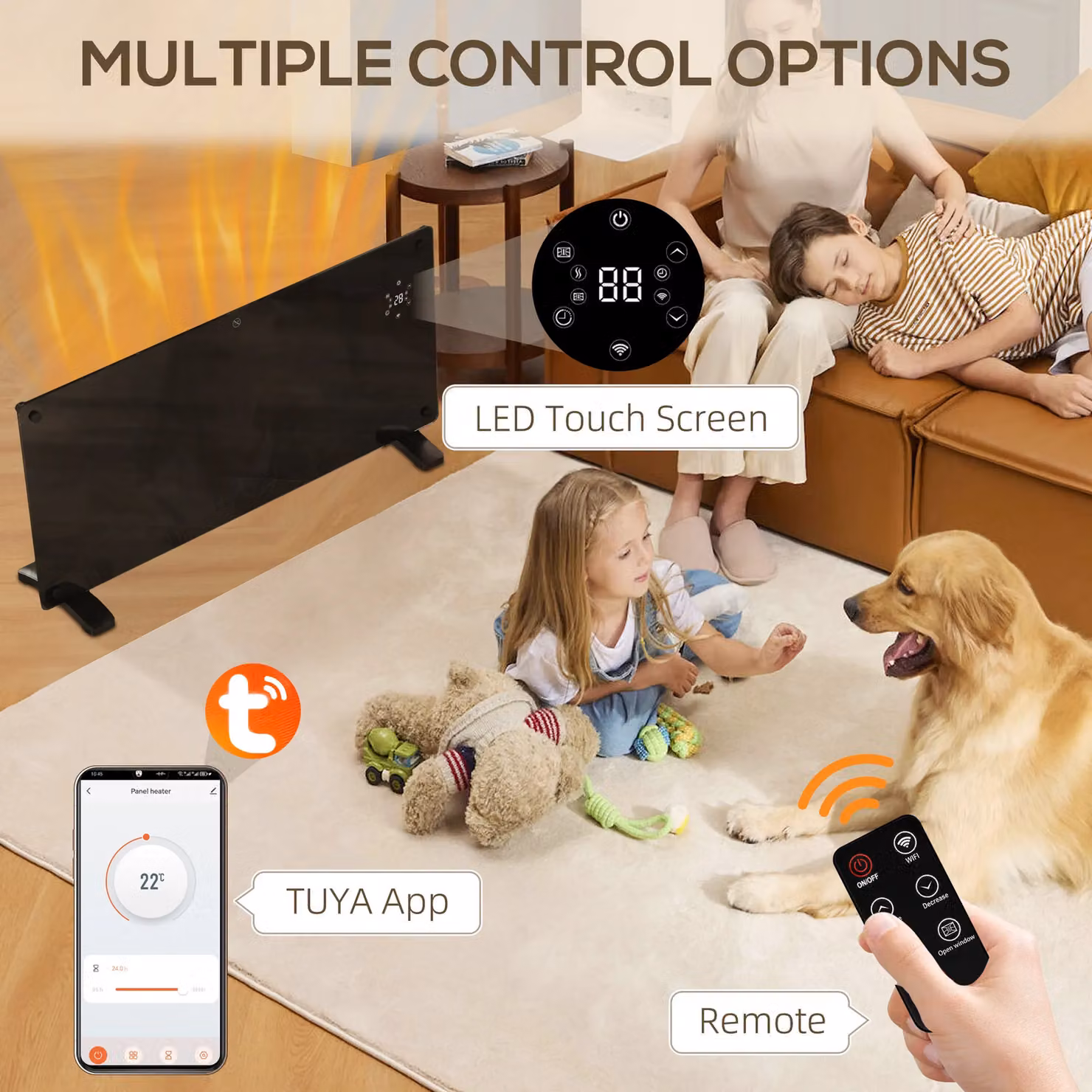 HOMCOM 2000W Electric Space Heater Radiator with WiFi App Control and Timer in Black – 4
